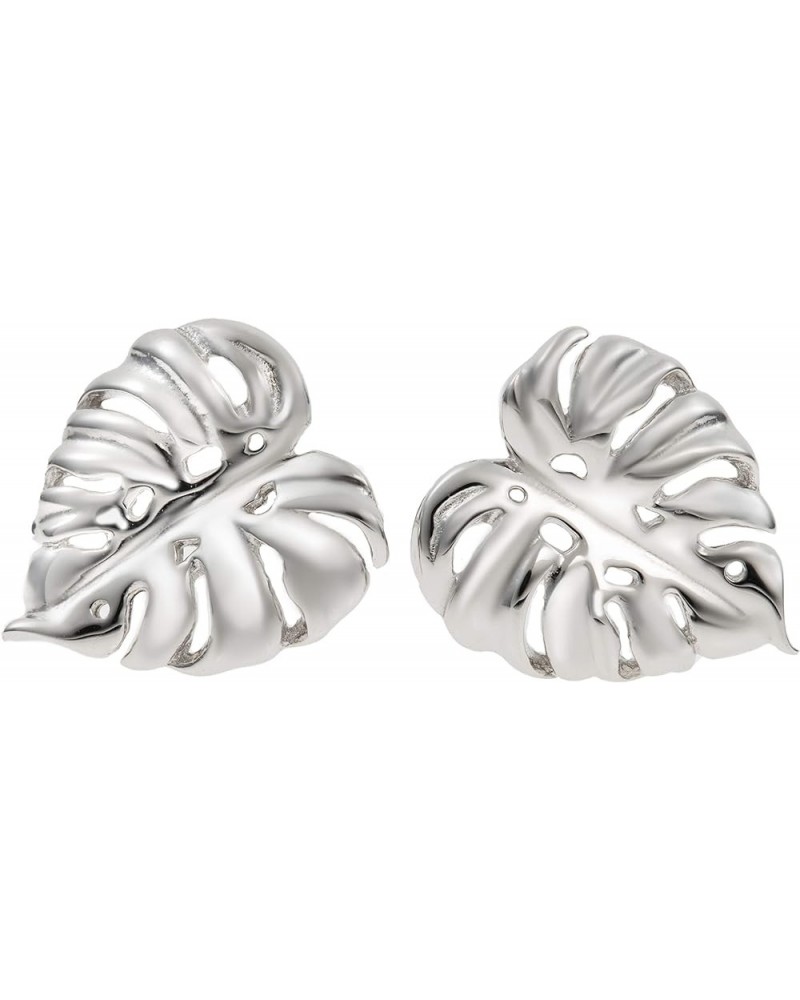 925 Sterling Silver Monstera Leaf Stud Earrings, Nickel Free Hypoallergenic for Sensitive Skin, Hawaii Tropical Plant Jewelry...