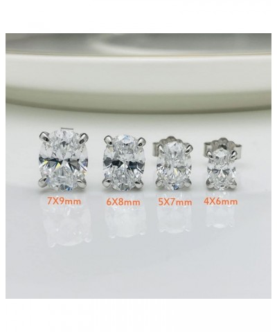 Cubic Zirconia CZ Stud Earrings for Women 18K White Gold Plated Sterling Silver Oval cut 4.0ct (7x9mm) $21.01 Earrings