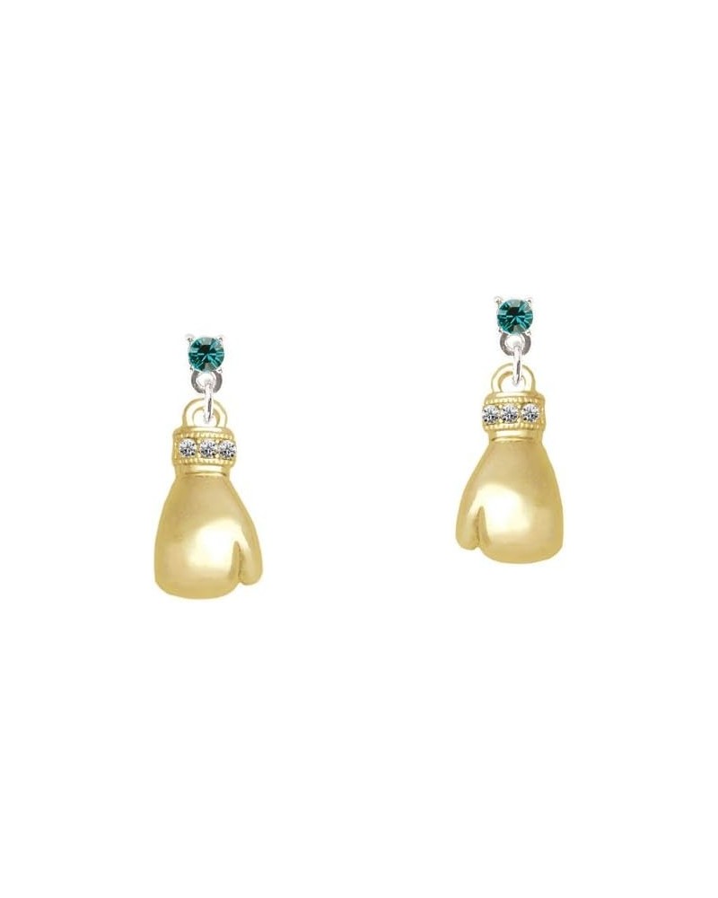 Goldtone Large Boxing Glove Crystal Post Earrings Teal $16.19 Earrings