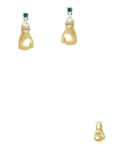 Goldtone Large Boxing Glove Crystal Post Earrings Teal $16.19 Earrings