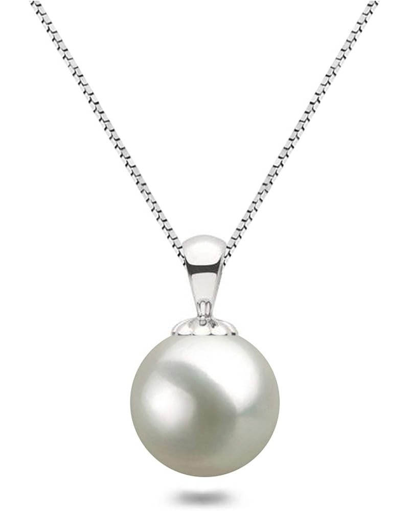 White Japanese AAAA 6-13.5mm Freshwater Cultured Pearl Pendant Necklace 16"/18" Solitaire Necklace Pendant 18.0 Inches 8.5-9....