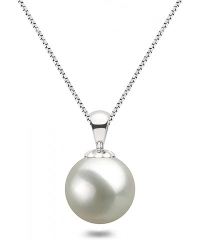 White Japanese AAAA 6-13.5mm Freshwater Cultured Pearl Pendant Necklace 16"/18" Solitaire Necklace Pendant 18.0 Inches 8.5-9....