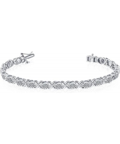 Tennis Bracelets for Women - 1/4 Carat Round-cut Natural Diamond Tennis Bracelets (I-J, I3) in Flash-plated Sterling Silver |...