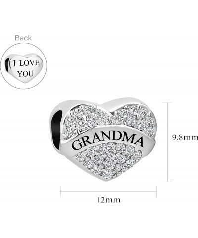 Clear Crystal Heart I Love You Mom Auntie Daughter Grandma Charm Compatible With Pandora Charms Bracelets Grandma $7.32 Brace...