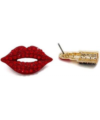 Sexy Red Lips Stud Earrings Full Crystal Pink/Red Lips Earrings Charm Rhinestone Lips Earrings Gift for Valentine's Day lipst...