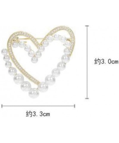 Classic Crystal Pearl Heart Brooch Pin Trendy Clothing Dress T-shirt Heart Scarf Brooch Double Heart Scarf Brooch Pin for Wom...