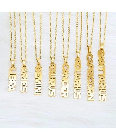 Zodiac Necklace for Women 18K Gold Plated 12 Constellation Pendant Silver Stainless Steel Jewelry Letter Astrology Sign Charm...