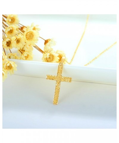 Solid 14K Gold Cross Necklace, Real Gold Faith Cross Pendant Necklace Religious Jewelry for Women Anniversary Birhtday Mother...