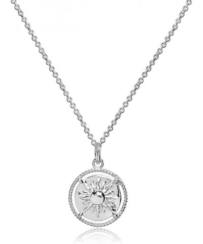 Sterling Silver Polished Sun Celestial Medallion Coin Round Pendant Necklace Sterling Silver $17.04 Necklaces