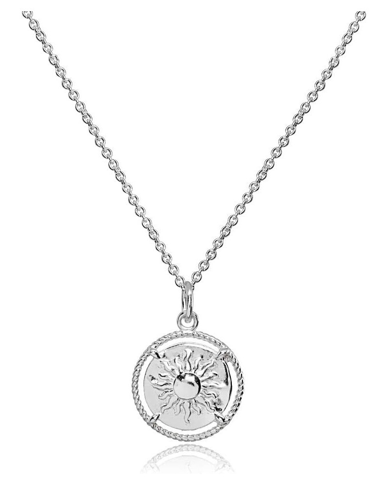 Sterling Silver Polished Sun Celestial Medallion Coin Round Pendant Necklace Sterling Silver $17.04 Necklaces