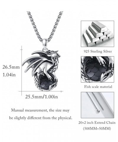 Dragon Necklace 925 Sterling Silver Mens Black Crystal Dragon Pendant Oxidized Unisex Jewelry Gift for Boys Women $11.60 Neck...