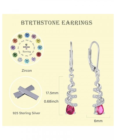 Birthstone Earrings 925 Sterling Silver Hypoallergenic Gemstone Cubic Zirconia Swirl Teardrop Leverback Dangle Drop Earrings ...