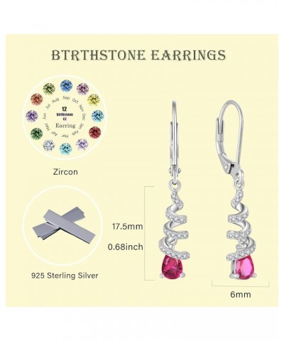 Birthstone Earrings 925 Sterling Silver Hypoallergenic Gemstone Cubic Zirconia Swirl Teardrop Leverback Dangle Drop Earrings ...