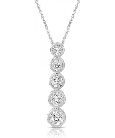 10K Gold or Silver Diamond Journey Pendant with Sterling Silver Chain Necklace (1/3 cttw, I-J Color, I2-I3 Clarity), 18 White...