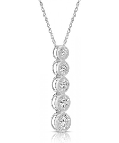 10K Gold or Silver Diamond Journey Pendant with Sterling Silver Chain Necklace (1/3 cttw, I-J Color, I2-I3 Clarity), 18 White...