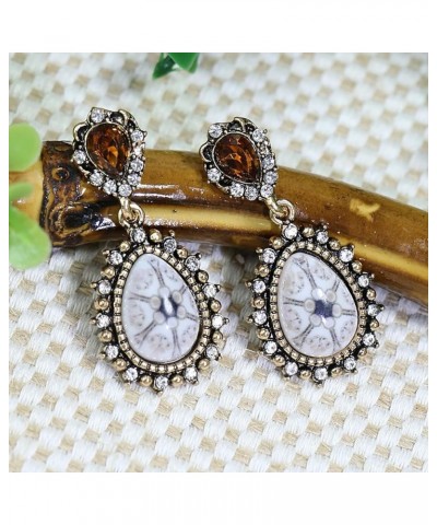 Bohemian Vintage Earrings for Women Retro Rhinestone Dangle Earrings Boho Vintage Geometric Round Earrings Ethnic Style Vinta...