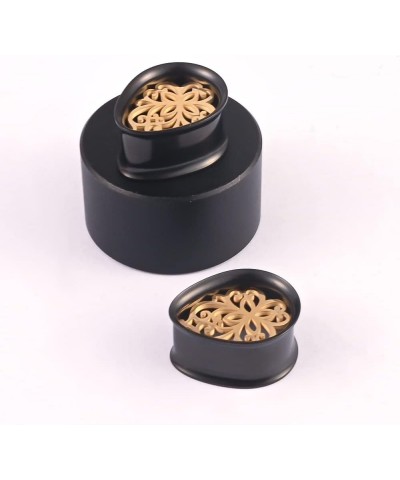 2 PCS 6mm-25mm Fashion 316 Stainless Steel Beautiful Ear Plugs Tunnels Gauges Stretcher Piercing Body Jewelry 8mm(0G) Black-G...