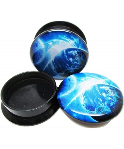 Pair* Blue Earth & Moon Ear Plugs - Acrylic Screw-On - 12 Sizes 0 Gauge (8mm) $9.51 Body Jewelry