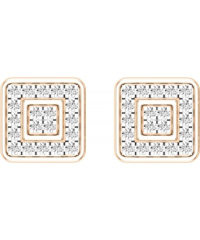 Ladies Square Shape Stud Earrings, Available in Various Round Diamonds & Metal in 10K/14K/18K Gold & 925 Sterling Silver Whit...