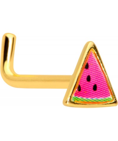 Anodized Steel L Shape Nose Ring Fruit Watermelon Nose Stud Body Piercing Jewelry 5/16 18 Gauge $8.66 Body Jewelry