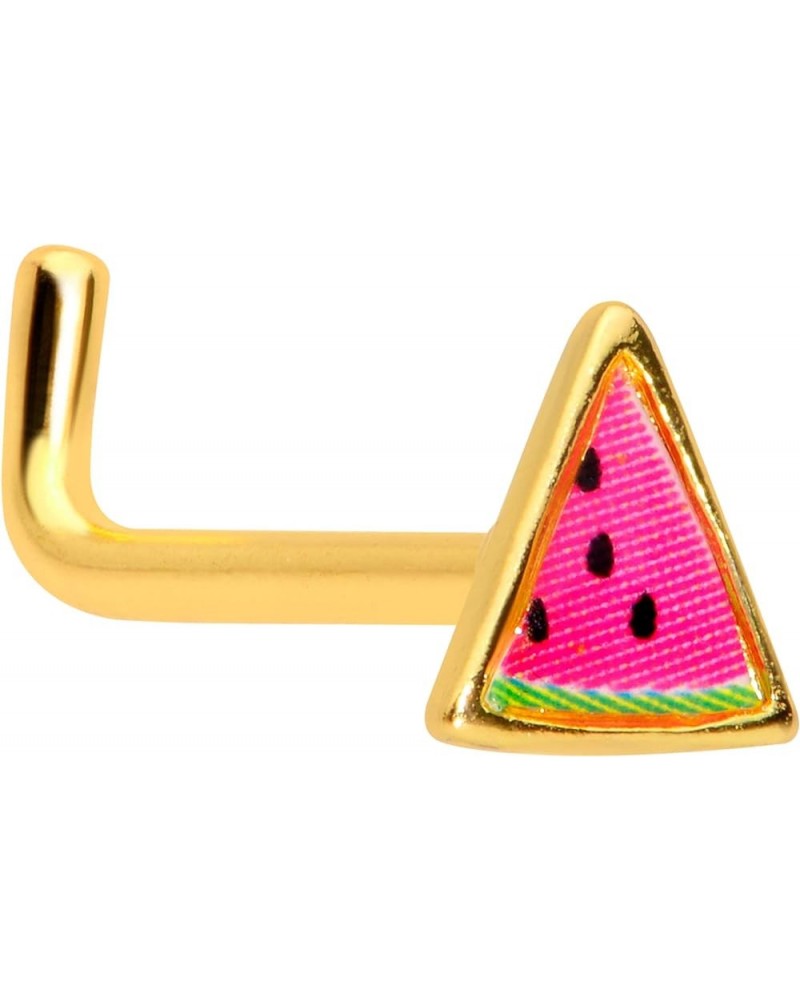 Anodized Steel L Shape Nose Ring Fruit Watermelon Nose Stud Body Piercing Jewelry 5/16 18 Gauge $8.66 Body Jewelry