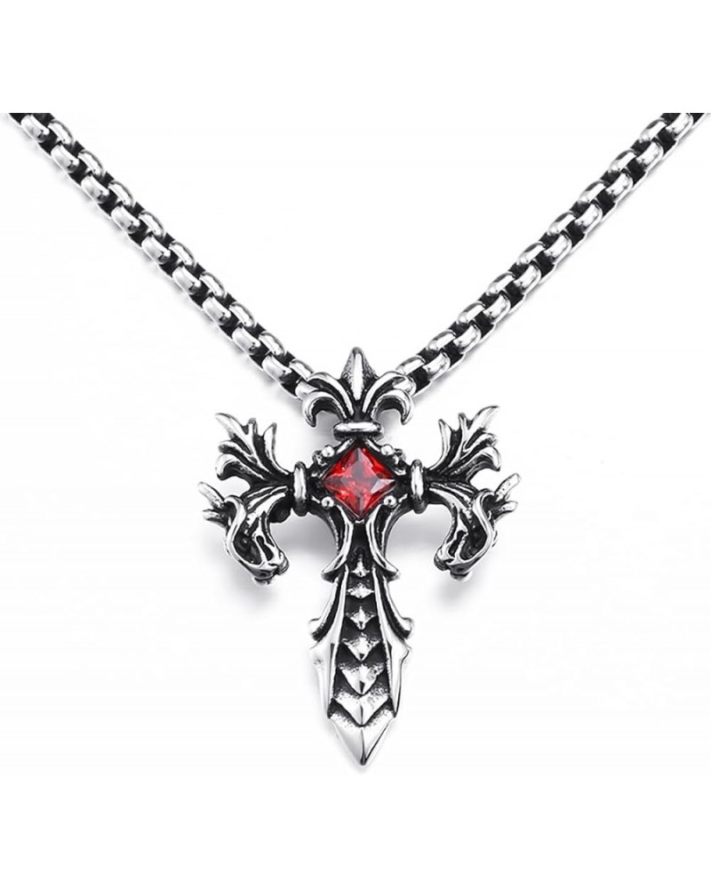 Men's Necklace Pendant for Men Boys with 23.6'' Stainless Steel Box Chain 124-Cross $5.49 Necklaces