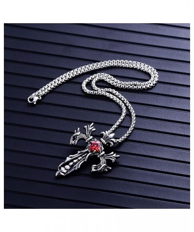 Men's Necklace Pendant for Men Boys with 23.6'' Stainless Steel Box Chain 124-Cross $5.49 Necklaces