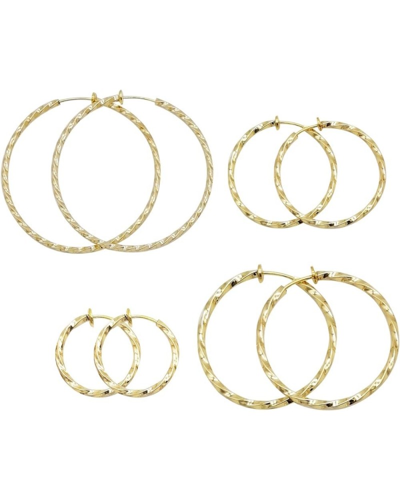 Twisted Large Clip On Earrings Gold Tone 1.18IN/1.57IN/1.96IN/2.36IN 4PCS Hoop Earrings Clip On Earrings for Women Girls No P...