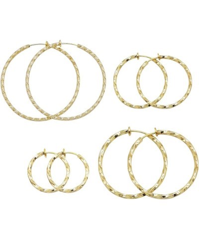 Twisted Large Clip On Earrings Gold Tone 1.18IN/1.57IN/1.96IN/2.36IN 4PCS Hoop Earrings Clip On Earrings for Women Girls No P...