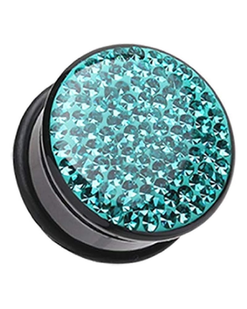 Brilliant Sparkles Black Body Single Flared Ear Gauge Plug 4 GA (5mm), Teal $11.95 Body Jewelry