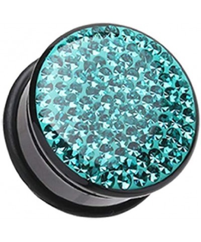 Brilliant Sparkles Black Body Single Flared Ear Gauge Plug 4 GA (5mm), Teal $11.95 Body Jewelry