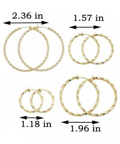 Twisted Large Clip On Earrings Gold Tone 1.18IN/1.57IN/1.96IN/2.36IN 4PCS Hoop Earrings Clip On Earrings for Women Girls No P...