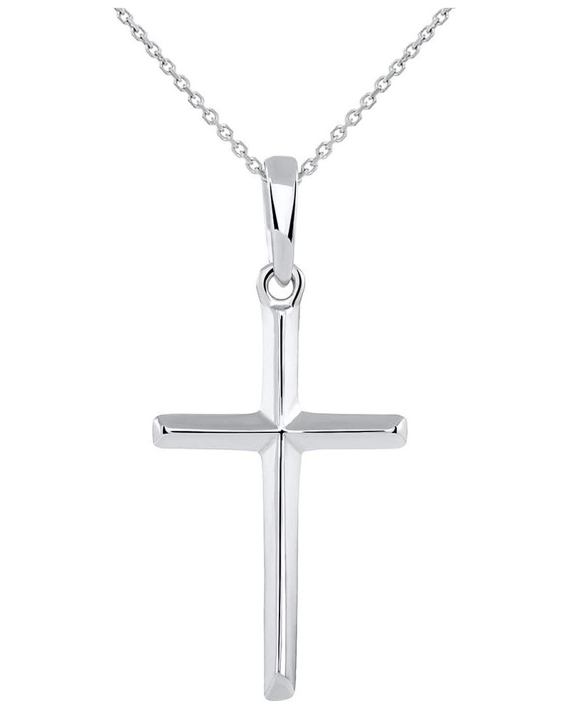 14K Solid White Gold Traditional Simple Religious Cross Pendant Necklace 20.0 Inches $69.75 Necklaces