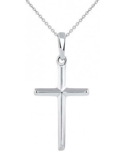 14K Solid White Gold Traditional Simple Religious Cross Pendant Necklace 20.0 Inches $69.75 Necklaces