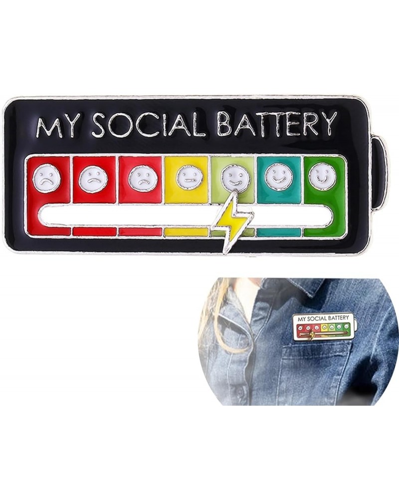 Social Battery Pin for Women My Social Battery Slider Pin for Girl Battery Enamel Pin Interactive Mood Pins Fun Enamel Emotio...