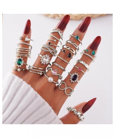 Gold Silver Stackable Knuckle Rings Set for Women Girls, Boho Trendy Dainty Cute Sparkling Aesthetic Midi Rings Pack,Crystal ...