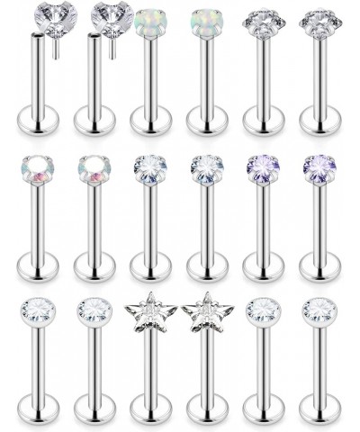 20G 18G 16G Threadless Push in Nose Rings Studs With Fat Back 316L Surgical Steel Lip Labret Medusa Rings Studs Cartilage Tra...