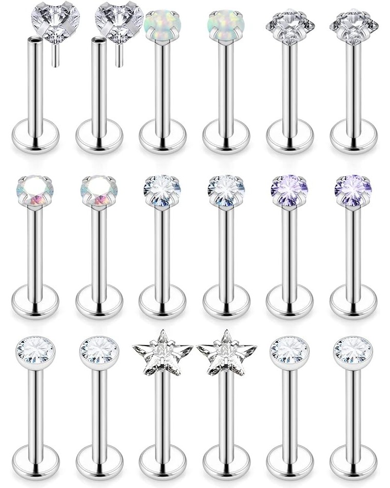 20G 18G 16G Threadless Push in Nose Rings Studs With Fat Back 316L Surgical Steel Lip Labret Medusa Rings Studs Cartilage Tra...