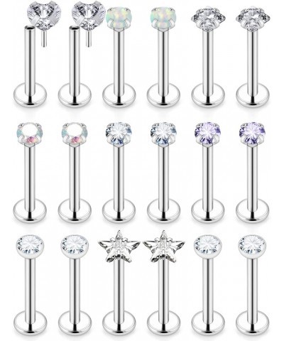 20G 18G 16G Threadless Push in Nose Rings Studs With Fat Back 316L Surgical Steel Lip Labret Medusa Rings Studs Cartilage Tra...