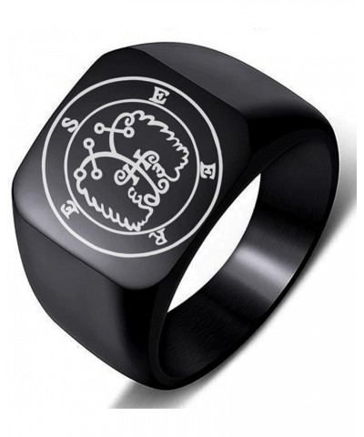 Engraved Seere Demon Prince of Hell Stainless Steel Men's Womens Sigil Ring 6.Black 14X14MM for Women $5.45 Rings