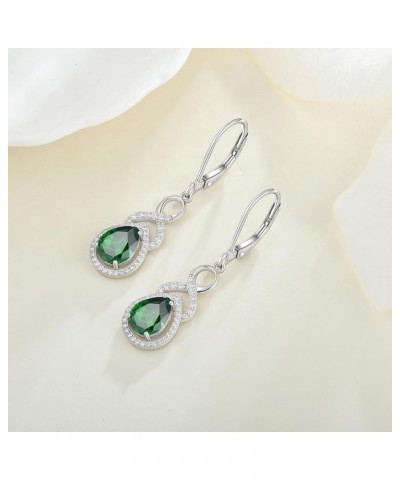 Women Infinity Birthstone Earrings 925 Sterling Silver Dangle Drop Earrings Leverback Earrings with 5A Cubic Zirconia Anniver...