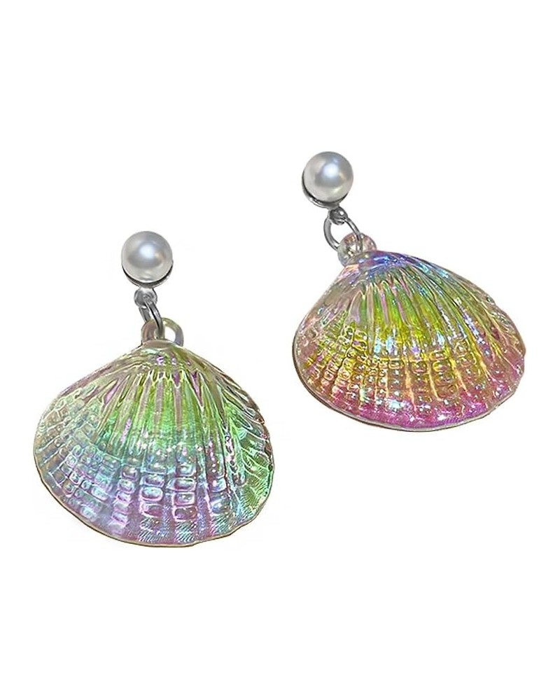 1 Pair Color Change Pearls Sea Shell Stud Earrings Beach Jewelry Gifts for Women for Halloween Party B Style $7.50 Earrings