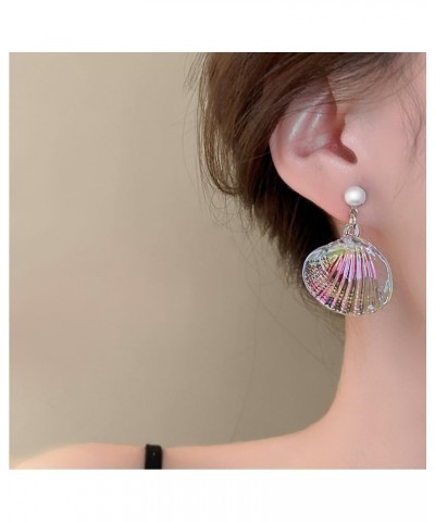 1 Pair Color Change Pearls Sea Shell Stud Earrings Beach Jewelry Gifts for Women for Halloween Party B Style $7.50 Earrings