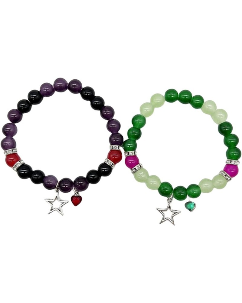 Y2k Guitar Star Matching Bracelets for Women Girls Rose Flower Stone Beads Stretch Bracelet Friendship Couples Relationship D...