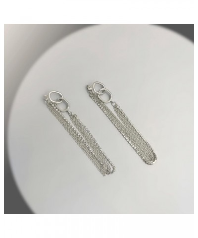 Rhinestone Chain Link Long Drop Dangle Earrings for Women, Hypoallergenic 925 Sterling Silver Post, Jewelry Gift for Women $5...