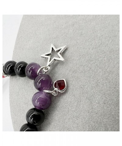 Y2k Guitar Star Matching Bracelets for Women Girls Rose Flower Stone Beads Stretch Bracelet Friendship Couples Relationship D...