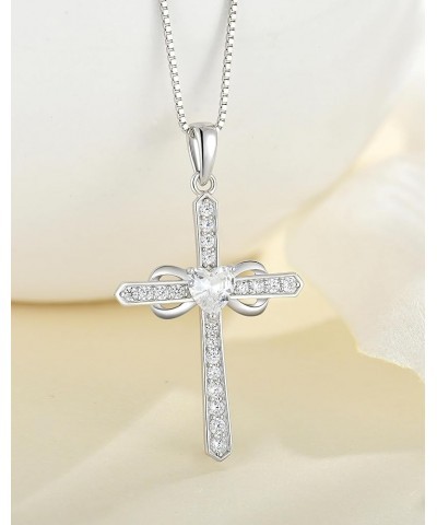 Infinity Cross Necklace for Women - 925 Sterling Silver Pendant Heart Cut Birthstone Necklaces - Jewelry Gifts for Her 04_Apr...