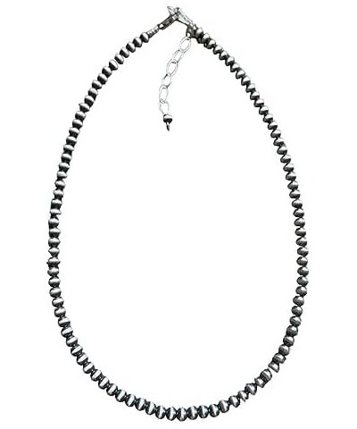 4mm Sterling Silver Oxidized Pearl Bead Necklace Southwestern everyday wear Navajo Style 20 Inch $67.65 Necklaces