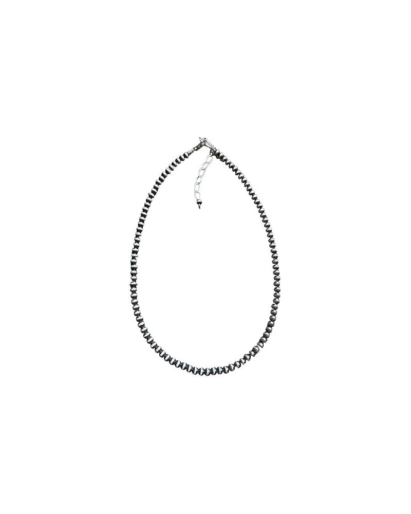 4mm Sterling Silver Oxidized Pearl Bead Necklace Southwestern everyday wear Navajo Style 20 Inch $67.65 Necklaces