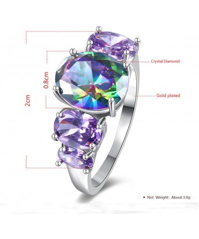 Created Rainbow Topaz Gemstone 5-Stone Half Eternity Stacking Ring Band for Women $7.41 Bracelets